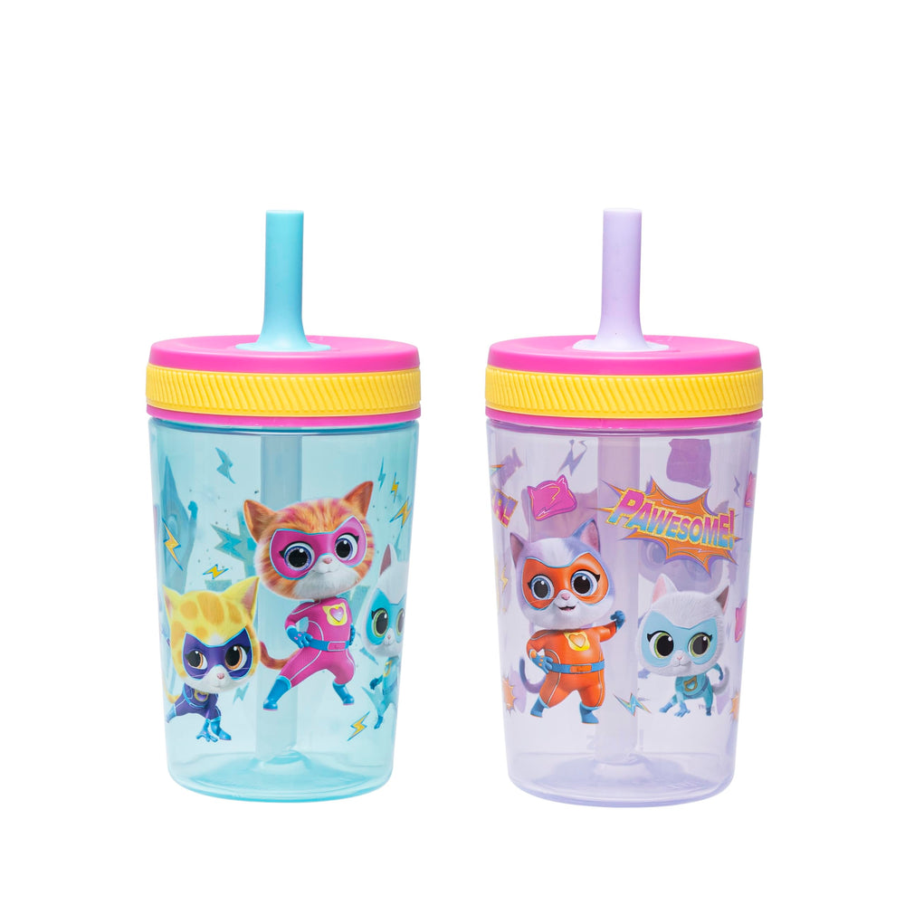 Zak Designs Disney SuperKitties Kelso toddler tumbler straw pour for smooth sipping on the go