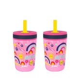 Zak Designs Kelso 15oz tumbler set front view for kid-friendly on-the-go hydration.