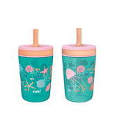 Zak Designs Kelso 15 oz tumbler with shells pattern and leak-proof lid for kid-friendly hydration on the go