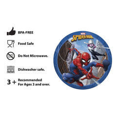 Zak Designs Marvel Spider-Man plate 8-inch durable melamine for kid-friendly meals.