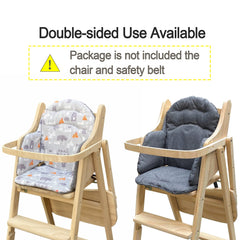 ZARPMA highchair cushion on wooden chair demonstrates secure fit with harness