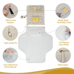 Zaveena cream pad with pockets keeps wipes and diapers organized.