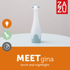 Gina the Giraffe nightlight palette shows seven color options for a calm glow.