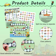 ZCCLINN 15PCS Cars Potty Chart stickers 63-pack adds reward motivation for kids