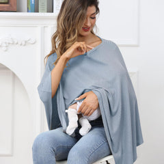 Zdolmy knit nursing cover used in public for discreet privacy.