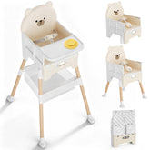 Zenvory bear-design backrest promotes comfortable meals with a friendly look.