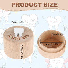 Two-pack ZEYIYER tooth holders in beech wood for separate keepsakes.