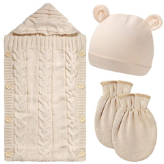 Zhanmai bear-ears hat knit cap on baby for cute styling and snug fit