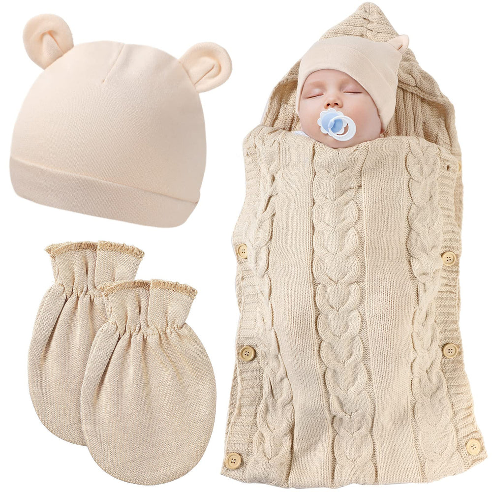 Zhanmai wrap swaddle blanket knit close-up showing soft fabric for gentle warmth