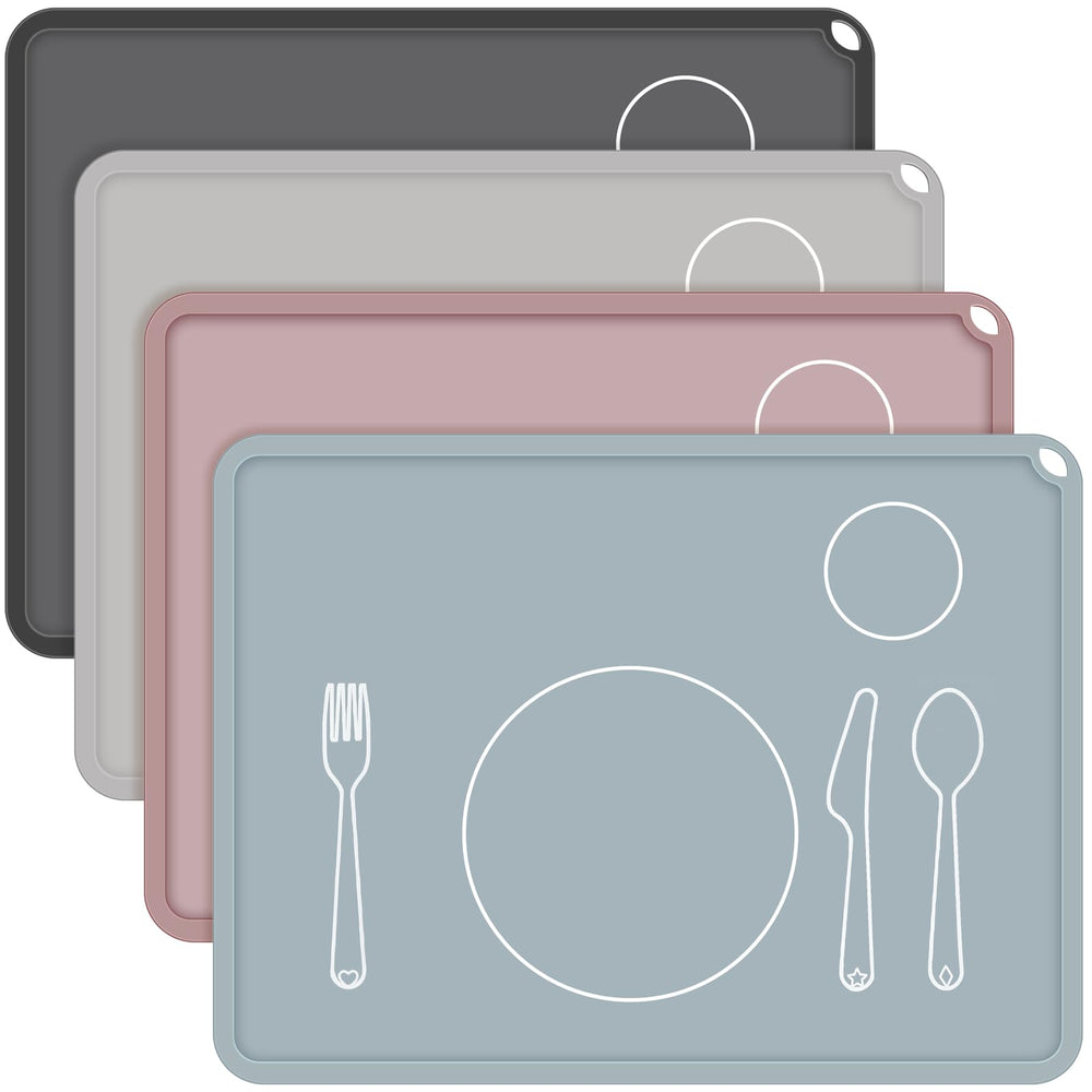 Zhehao four-pack Montessori placemats laid out for kid-friendly dining
