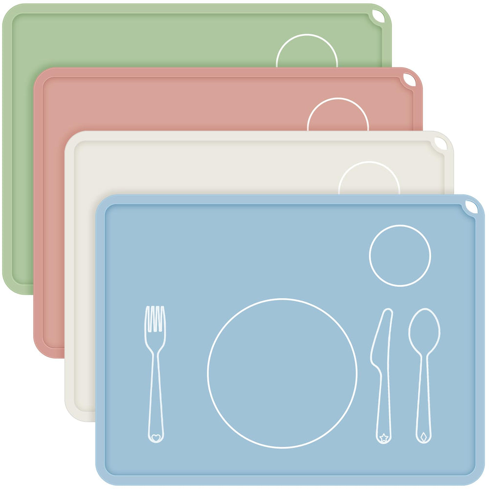 Zhehao montessori placemat green 16x12 with non-slip surface for mess-free toddler meals.