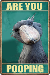 zhocers shoebill sign vintage 12x8 image showcases retro charm for living room decor.