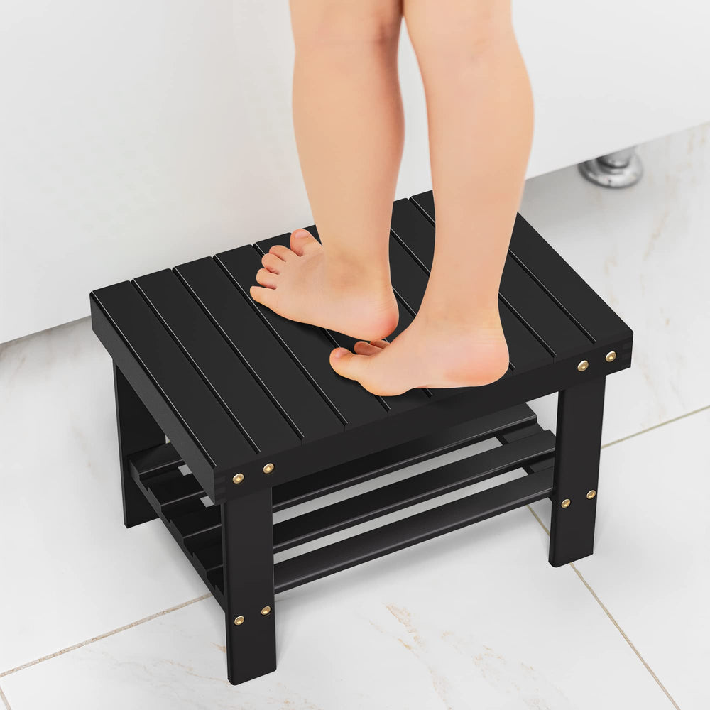 Zhuoyue wooden step stool for kids and adults—stable bathroom use.