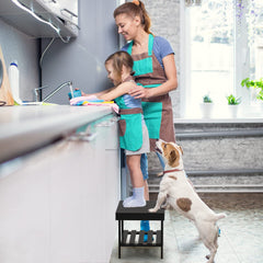 Zhuoyue wooden step stool with shower foot rest—easy reach.