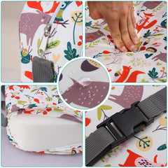 Zicac cushion with non-slip straps attached under chair for stable seating