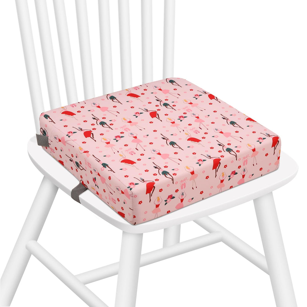 Zicac portable toddler booster seat in pink provides cushioned, stable seating for family meals.