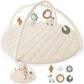 ZICOTO baby play gym setup with six toy attachments creates a cozy learning space.