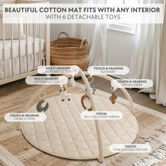 ZICOTO baby play mat with mirror encouraging visual tracking and curiosity.