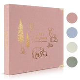 ZICOTO keepsake baby memory book cover pink linen preserves precious memories.