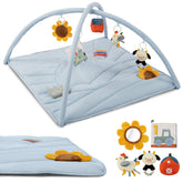 ZICOTO play gym with farm toy chicken for sensory discovery during tummy time.