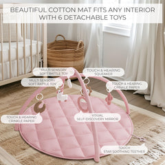 ZICOTO soft cotton mat material offers a plush, breathable surface for tummy time and naptime comfort.