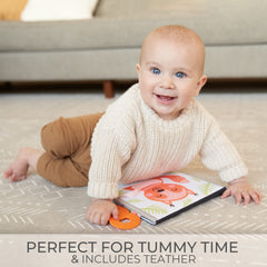 ZICOTO soft tummy time book stage1—high-contrast visuals attract baby’s attention.