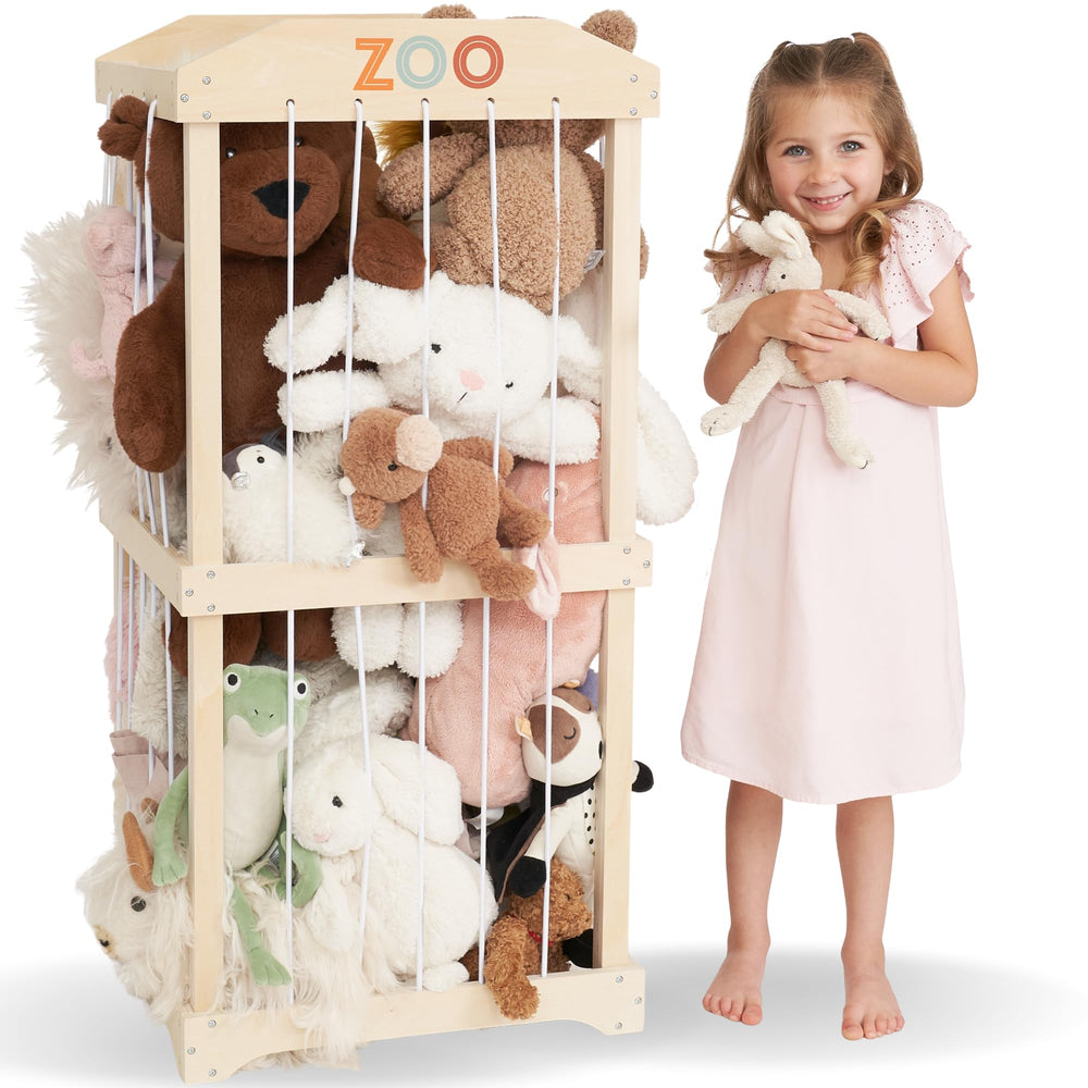 ZICOTO stuffed animal storage open front view keeps plush toys accessible