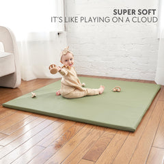 ZICOTO vegan play mat close-up foam padding for tummy time comfort.