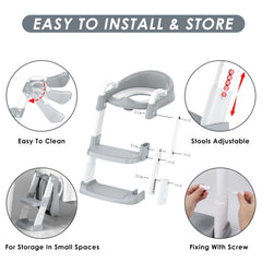 Zieyeen potty seat widened non-slip steps with safety handles.