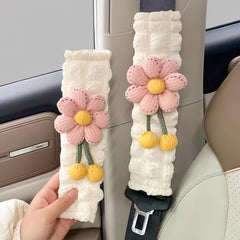 Zigihos cute flower seatbelt pad pink enhances comfort on car trips.