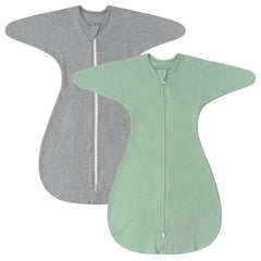 ZIGJOY Shark-Fin Transition Swaddle worn by baby for secure sleep and self-soothing.