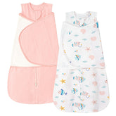ZIGJOY Sleep Sack Ocean Pink 1.0 Tog worn as a breathable, cozy wearable blanket.