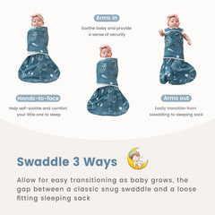 ZIGJOY Sleep Sack Swaddle Space Blue mute-fastener design for quiet nights