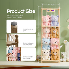 Ziluetar stuffed animal storage wooden zoo assembled angle demonstrates sturdy, durable construction.