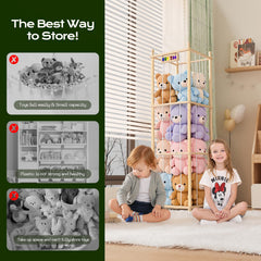 Ziluetar wooden shelf with non-slip pads ensures safe toy storage in play areas.