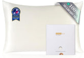 ZIMASILK ivory pillowcase top view shows premium silk for gentle sleep