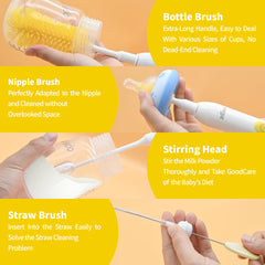 ZIOXX nipple brush provides precise access to narrow parts for thorough cleaning.