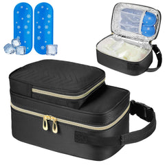 ZIOZERTT breastmilk cooler bag open showing main compartment for milk bags and ice packs.