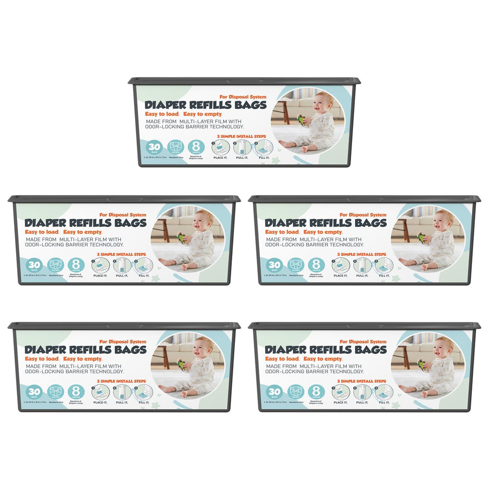 Zippland diaper pail refills close-up showing 30 bags per refill for easy swapping