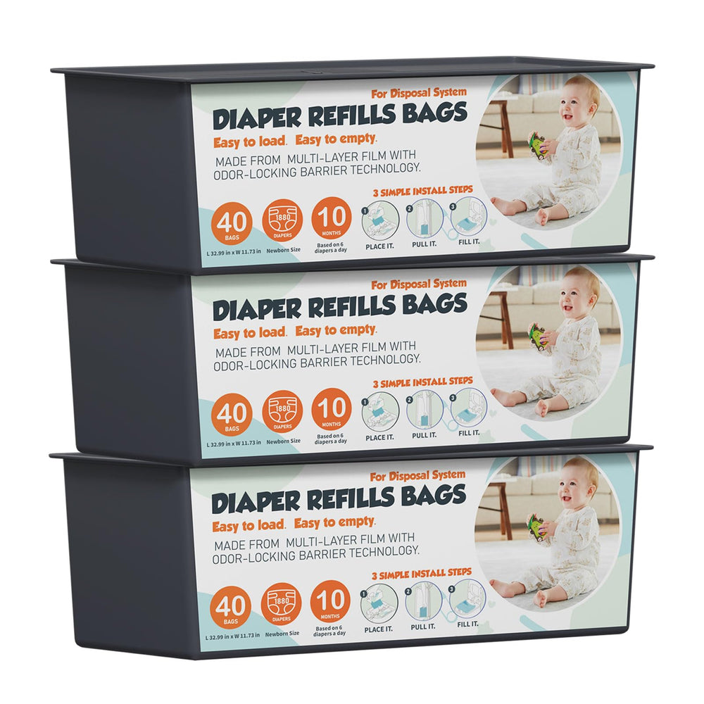 Zippland upgrade diaper pail refills showcase 3-pack with 120 bags for extended use