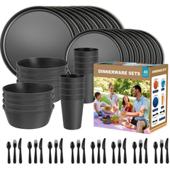 ZIVONA 40-piece unbreakable dinnerware service for eight supports busy family meals.