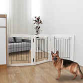 ZJSF dog gate 3-panel open, ideal for wide hallways and safe pet separation.