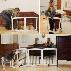 ZJSF dog gate in doorway blocks access while preserving a clean, modern interior look.