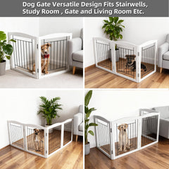ZJSF dog gate two-panels shows sturdy hinges for versatile doorway or stair setups.