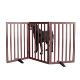 ZJSF dog gate wood panel open in doorway, sturdy 3-panel barrier for pets
