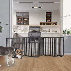ZJSF foldable dog gate with 6 panels expands to cover wide spaces.