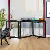 ZJSF freestanding dog gate in three panels for doorway use and stable room separation.