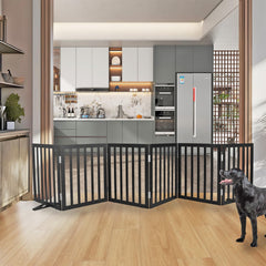 ZJSF freestanding dog gate 6 panels hinges close-up demonstrating sturdy assembly.