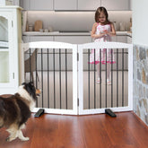 ZJSF freestanding dog gate on stairs demonstrates stable containment