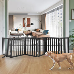 ZJSF freestanding dog gate close-up of cedar wood texture showing durability and wear resistance.